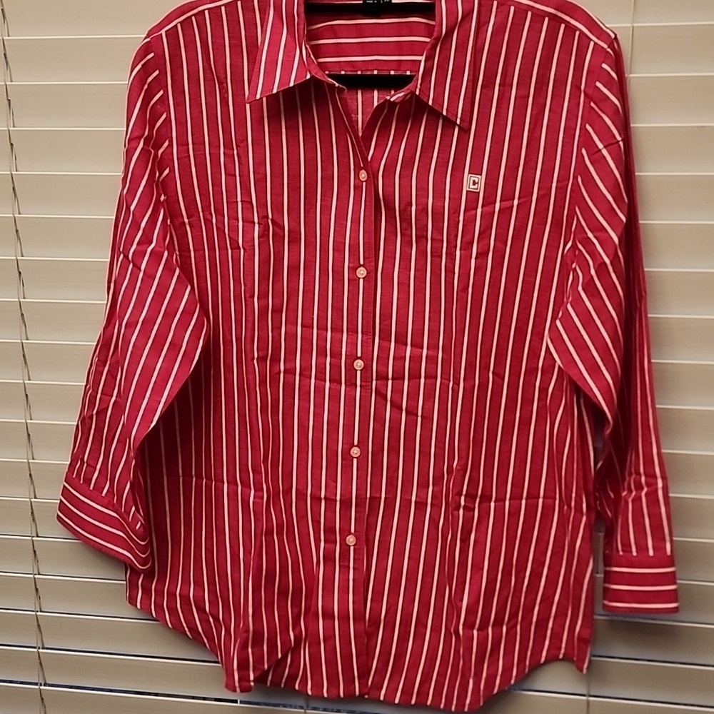 Chaps Linen Pink and white striped button-down shirt. sz XL